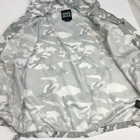 Beautiful Giant Gray Camo Packable Hooded Full Zip Windbreaker Jacket Mens Large - Picture 6 of 9